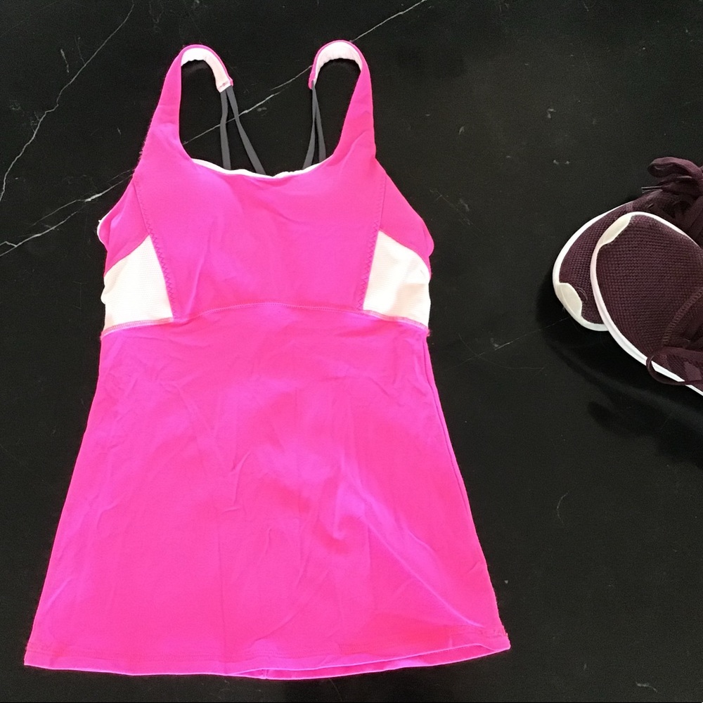 Athleta Women’s pink/white athletic tank XXS